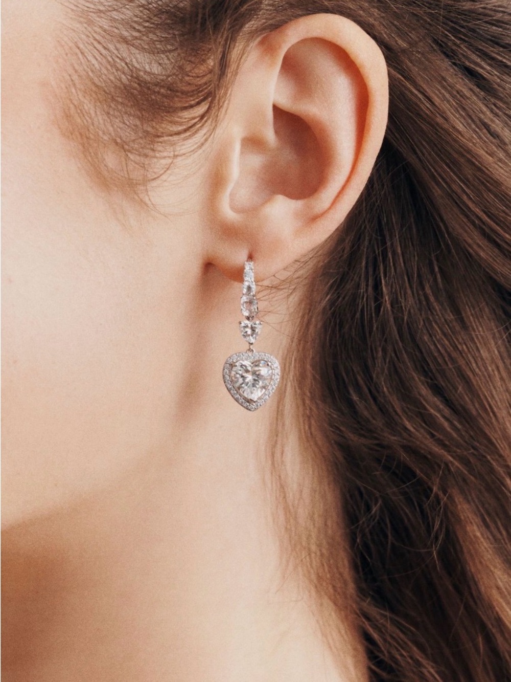 NWT Nadri Bisou Halo Heart Leverback Earrings